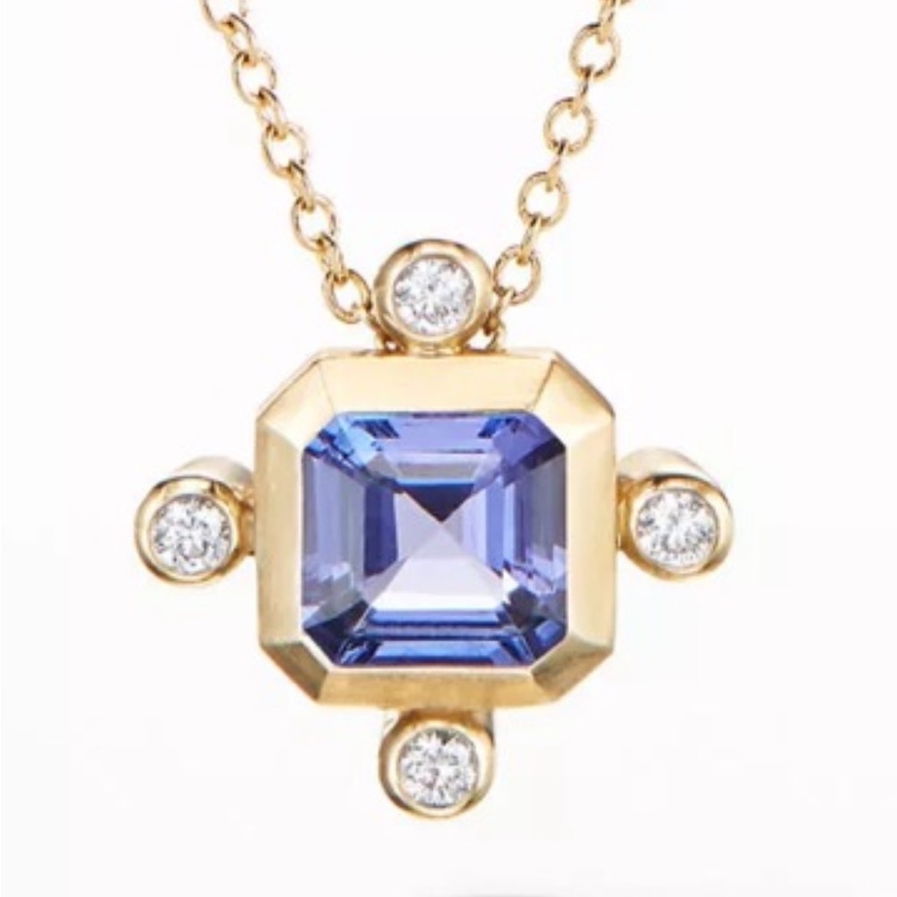 David Yurman Novella Tanzanite and Diamonds 18k yellow gold Necklace